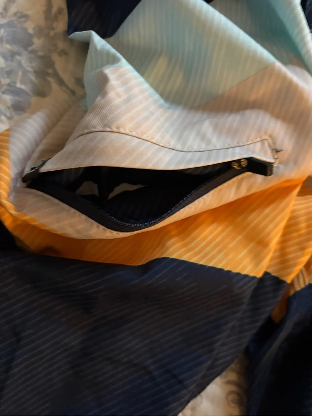NWT O’Neill Men's 34 Navy, Light Blue, Yellow Striped Swim Boardshorts